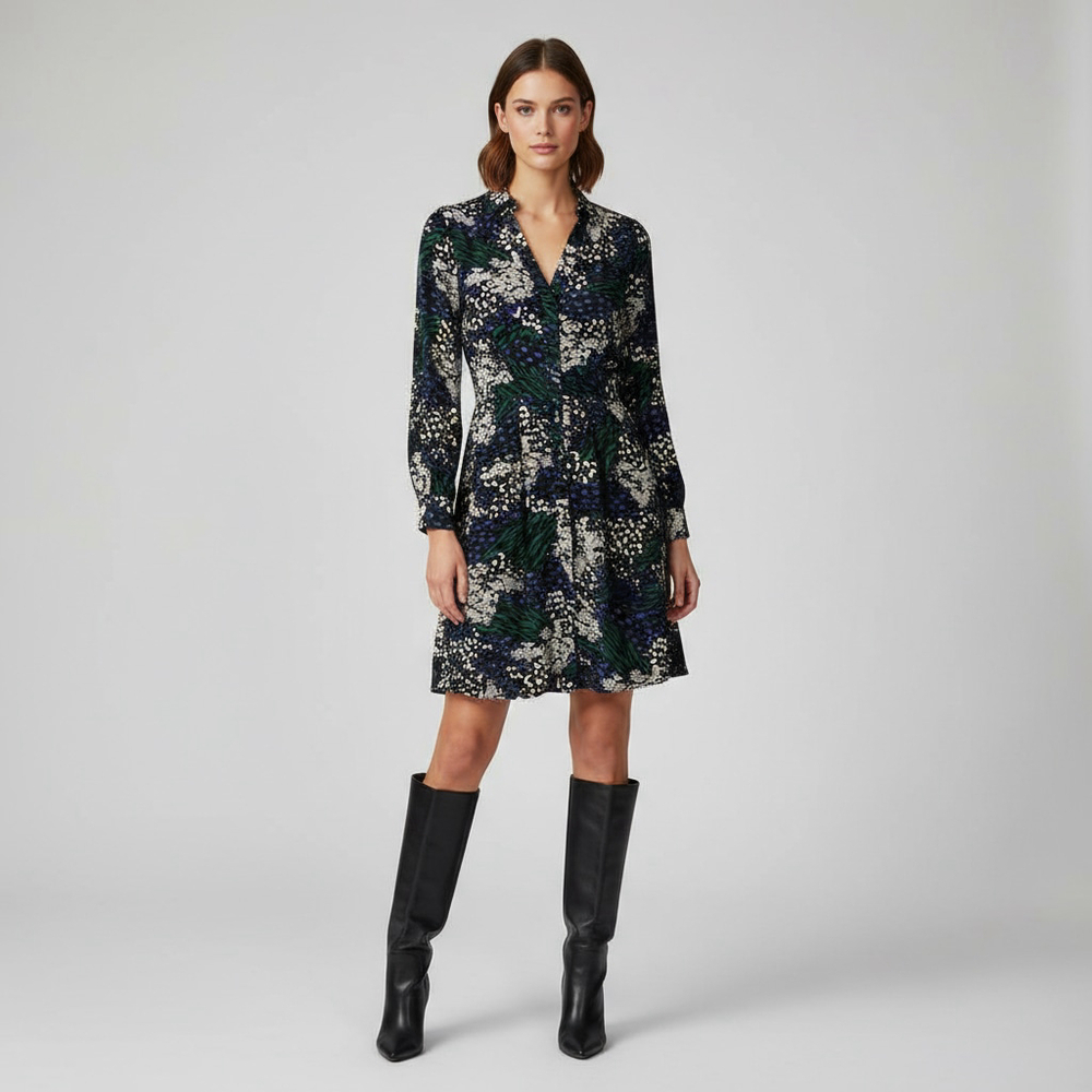 Veronica Beard Silk Blend Floral Dress Size 10 Lined Long Sleeve